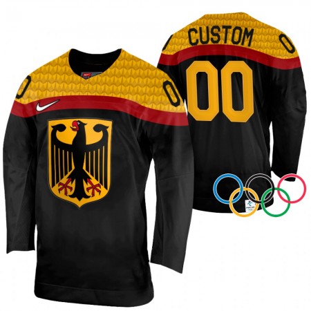 Herren Eishockey Deutschland Trikot Custom 2022 Winter Olympics Schwarz Authentic